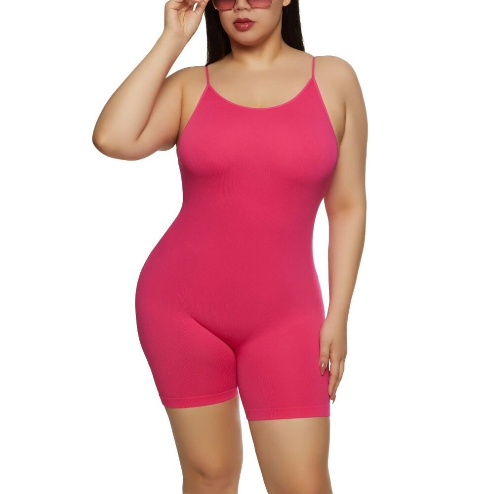 Fct Seamless Ribbed Cami Romper -‎ Magenta - Size Small